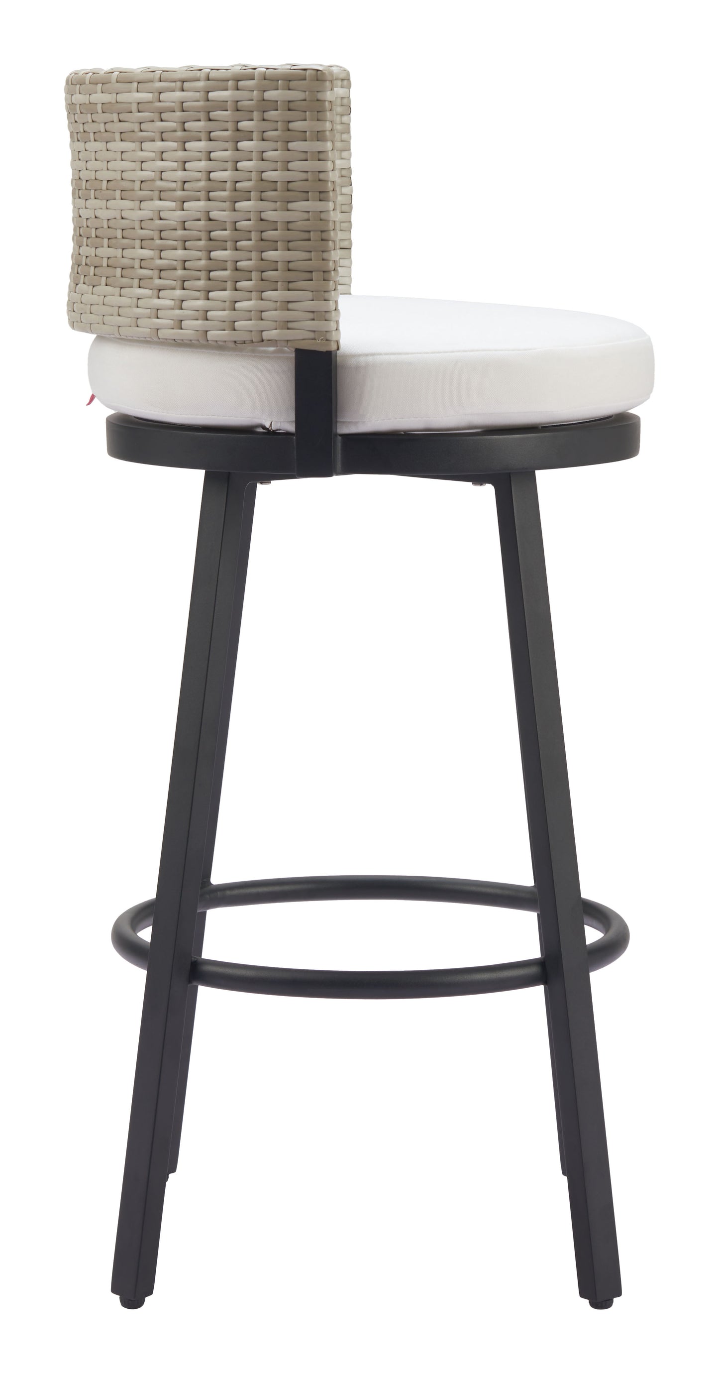 Midnight Wave Outdoor Barstool in White – Modern Aluminum & Rattan Design