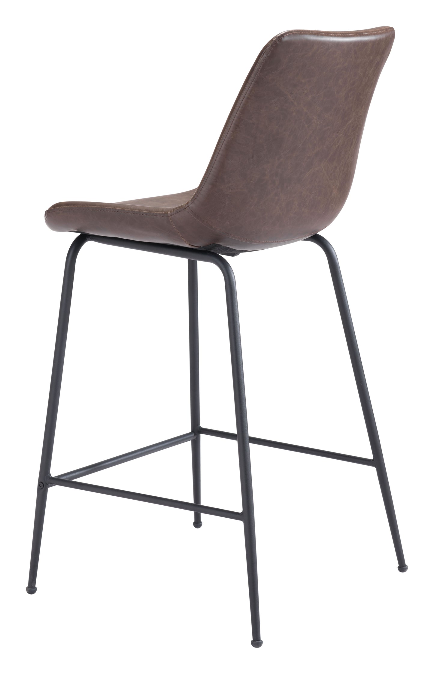 Byron Counter Stool in Brown – Faux Leather Modern Bar Chair