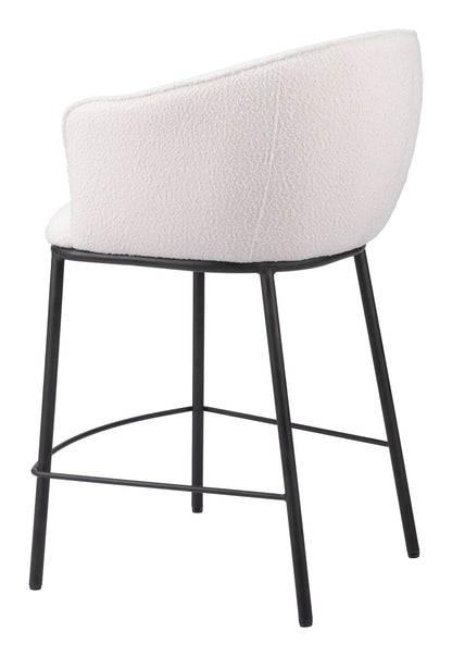 Essen Counter Stool in Ivory – Modern Teddy Fabric Bar Chair