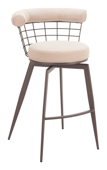 Outdoor Bar Stools – Brown Swivel Seat with Footrest