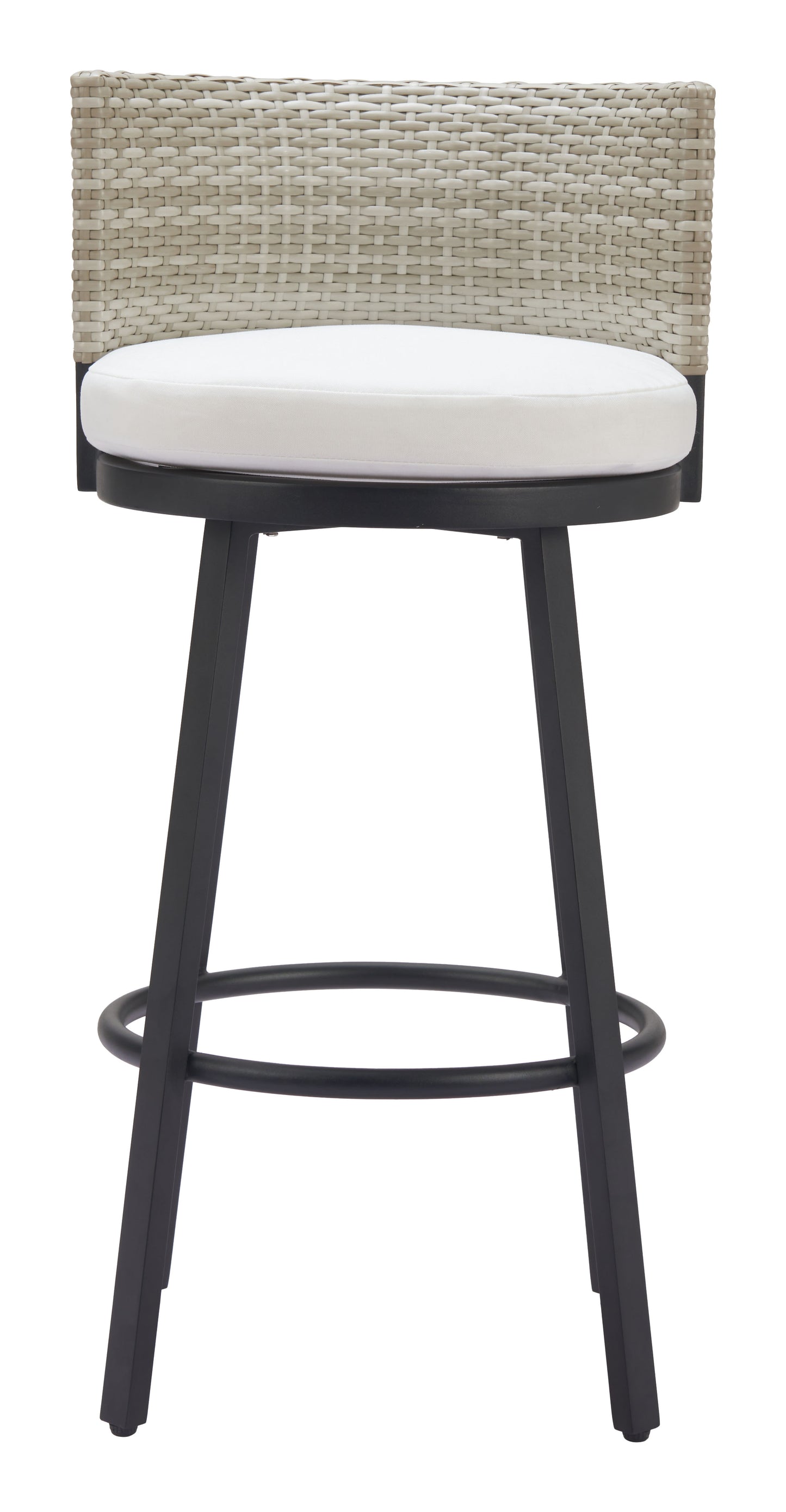 Midnight Wave Outdoor Barstool in White – Modern Aluminum & Rattan Design