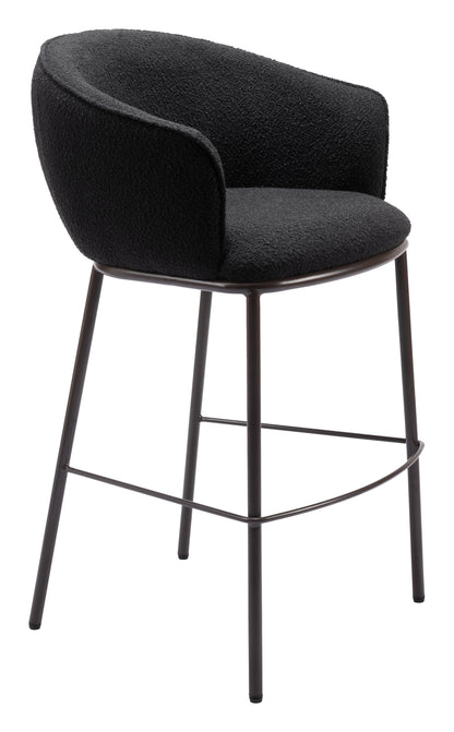 Counter Height Bar Stools – Essen Black Faux Leather with Bronze Legs