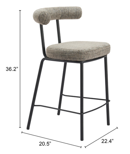 Kede Counter Stool in Green Tweed – Modern Chenille Fabric Kitchen & Bar Chair