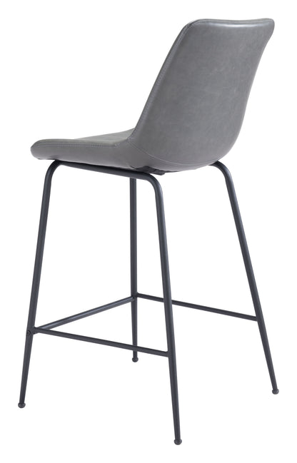 Byron Counter Stool in Gray – Modern Faux Leather Bar Chair