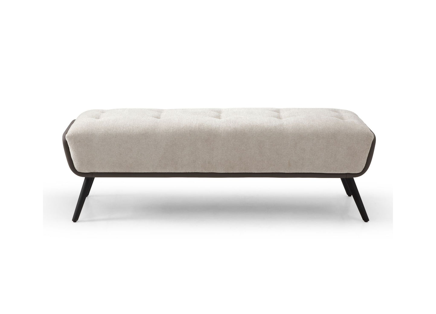 Teddy Bench in Tufted Beige, Dark Grey Eco Leather & Black Sanded Steel by Whiteline Modern Living