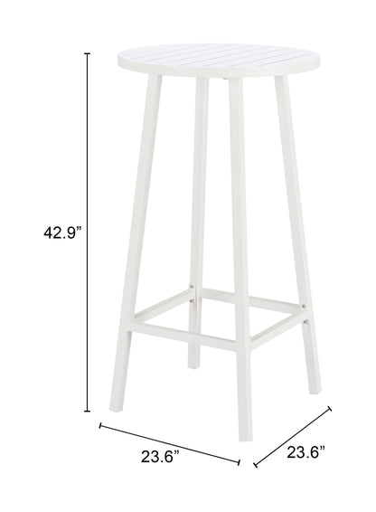 Ren Outdoor Bar Table in White – Modern Aluminum Patio Table