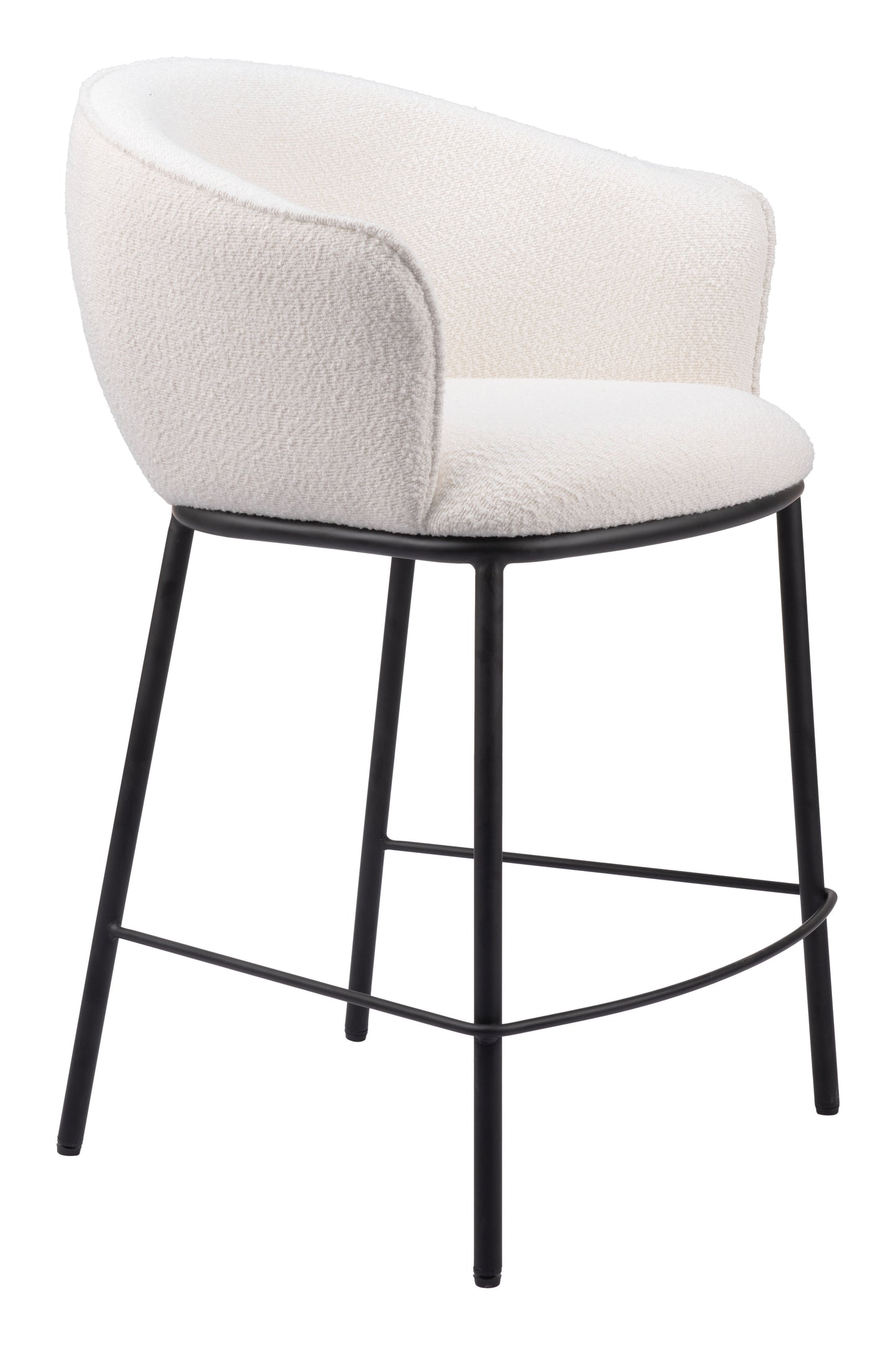 Essen Counter Stool in Ivory – Modern Teddy Fabric Bar Chair
