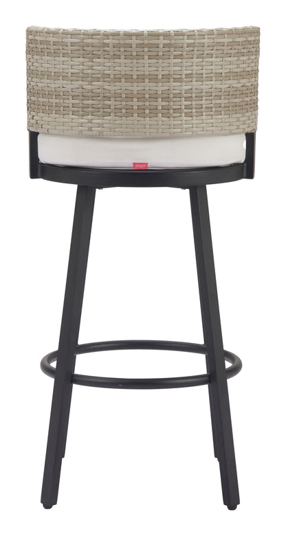 Midnight Wave Outdoor Barstool in White – Modern Aluminum & Rattan Design