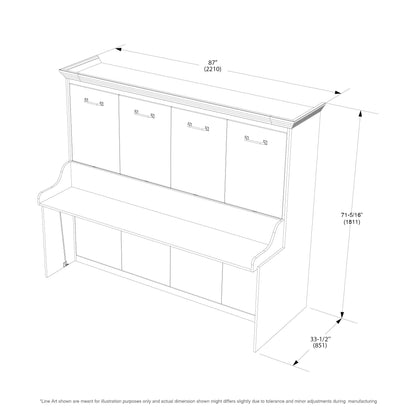 Adonis Queen Horizontal Wall Bed with Desk