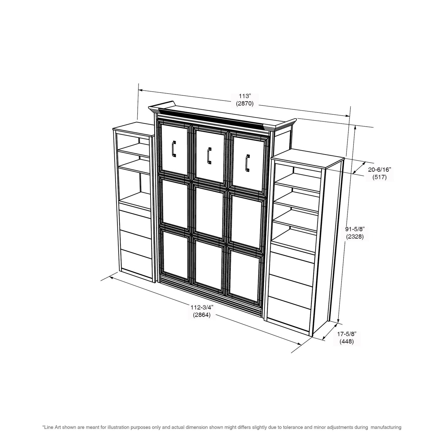 Adonis Queen Wall Bed with 2 Storage Towers