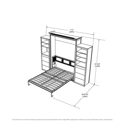 Adonis Queen Wall Bed with 2 Storage Towers