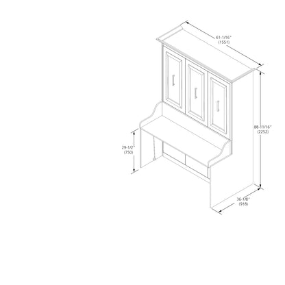 Leto Muro - Alegra Full Wall Bed with Desk and 2 Towers in White Finish