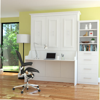 Murphy Bed With Desk & Storage Cabinet, Queen Size, White by Leto Muro