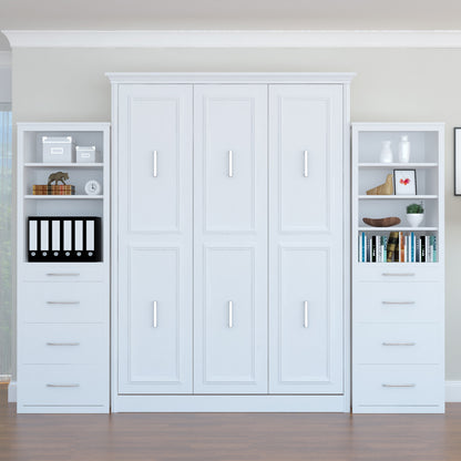 Wall Bed With 2 Storage Cabinets, Queen Size, White by Leto Muro