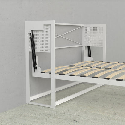 Wall Bed With 2 Storage Cabinets, Queen Size, White by Leto Muro