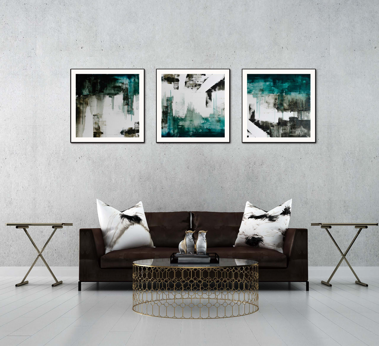 Maia 3 Piece 28" x 28" (each) Canvas Wall Art in Multicolor by Whiteline Modern Living