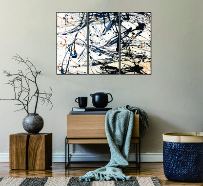 Irena 3 Piece 48" x 24" (each) Canvas Wall Art in Black & Multicolor by Whiteline Modern Living