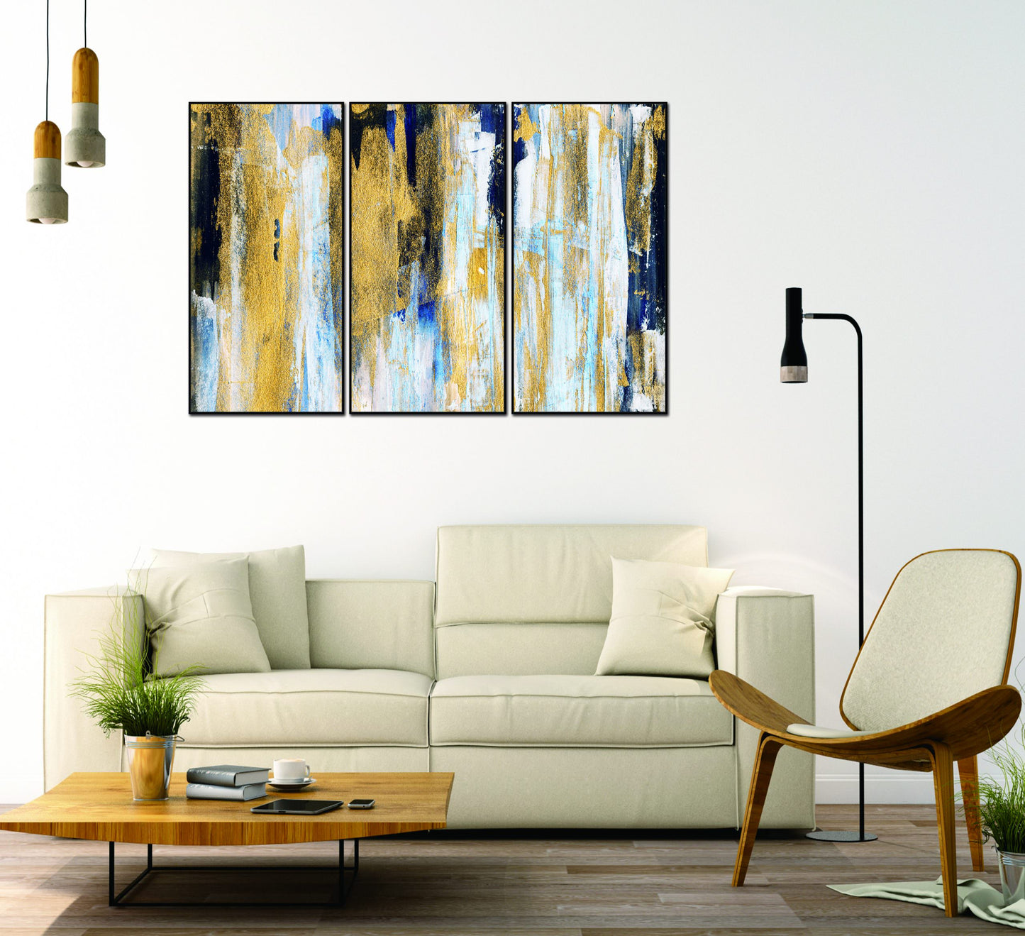 Oro 3 Piece 48" x 24" (each) Canvas Wall Art in Multicolor by Whiteline Modern Living