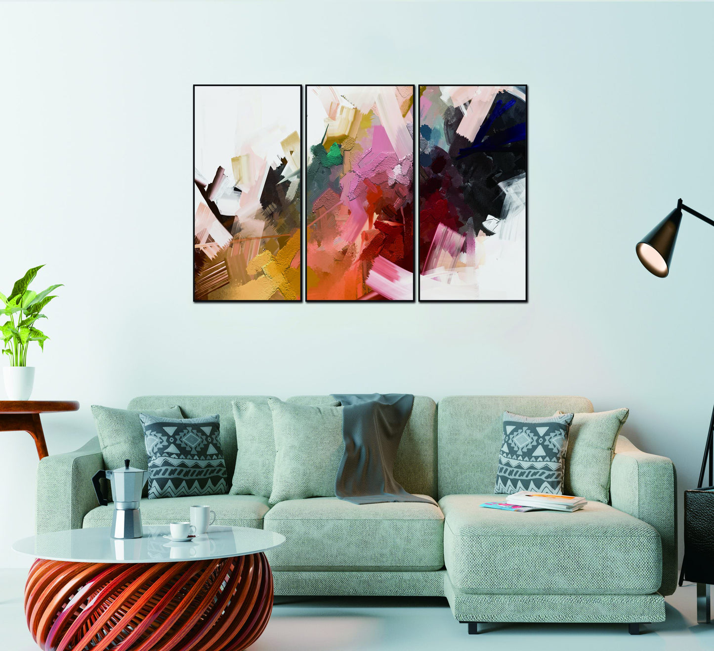 Luz 3 Piece 48" x 24" (each) Canvas Wall Art in Multicolor by Whiteline Modern Living