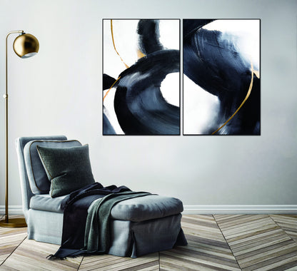 Nero 2 Piece 40" x 60" (each) Canvas Wall Art in Black, White & Multicolor by Whiteline Modern Living