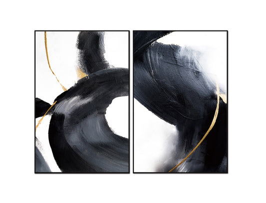 Nero 2 Piece 40" x 60" (each) Canvas Wall Art in Black, White & Multicolor by Whiteline Modern Living