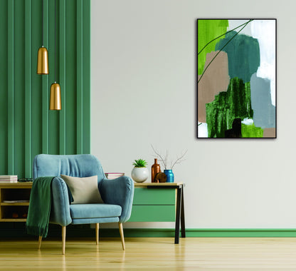 Verda 48" x 32" Canvas Wall Art in Green & Multicolor by Whiteline Modern Living