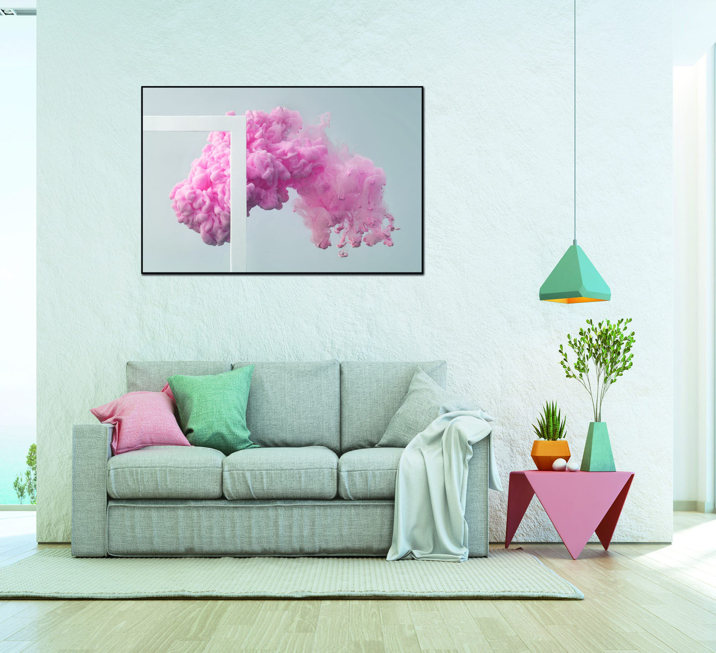 Candy 48" x 32" Canvas Wall Art in Pink & Multicolor by Whiteline Modern Living