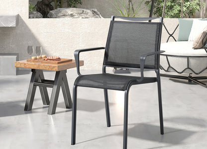 Aloha Indoor Outdoor Dining Arm Chair in Grey Aluminum (Set of 4) by Whiteline Modern Living