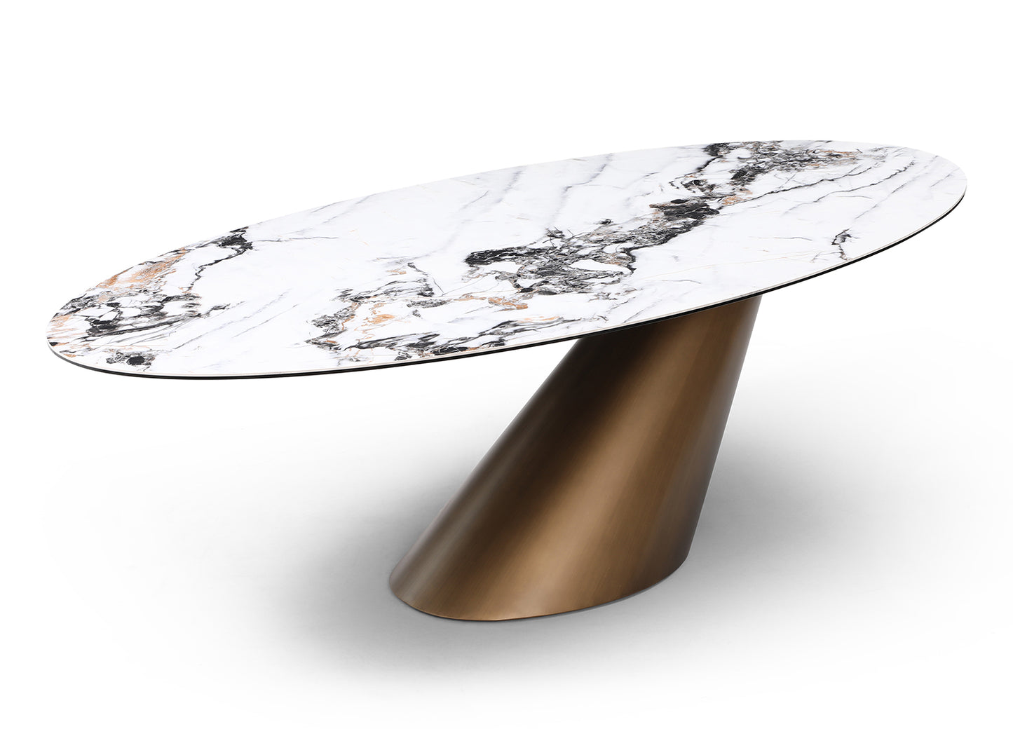 Alondra 94" Dining Table in Ceramic & Brushed Bronze Metal by Whiteline Modern Living