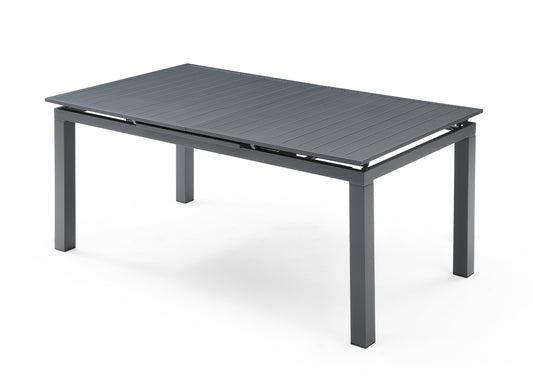 Alum Indoor Outdoor 71" Extension Dining Table in Grey Aluminum, by Whiteline Modern Living