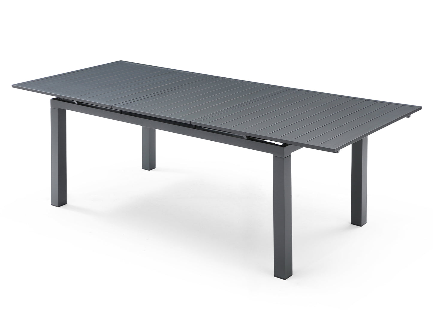 Alum Indoor Outdoor 71" Extension Dining Table in Grey Aluminum, by Whiteline Modern Living