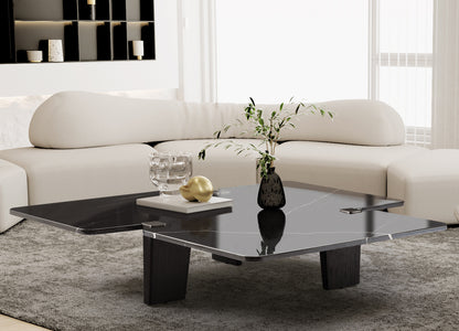 Amora Coffee Table in Black Marble, Brushed Stainless & Smoked Oak by Whiteline Modern Living