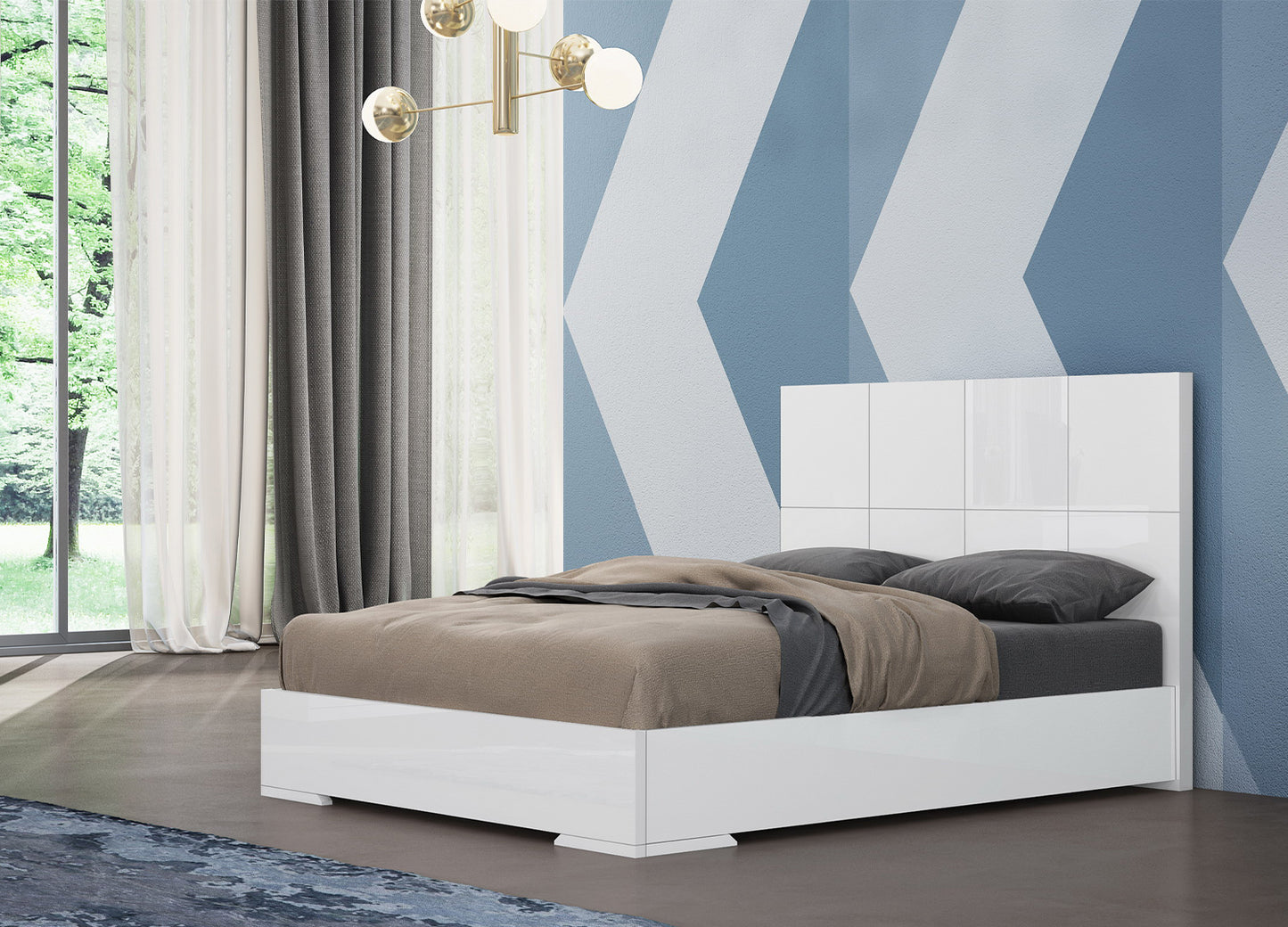 Anna Queen Bed in High Gloss White by Whiteline Modern Living