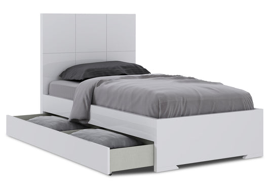 Anna Twin Bed w/ Trundle in High Gloss White by Whiteline Modern Living