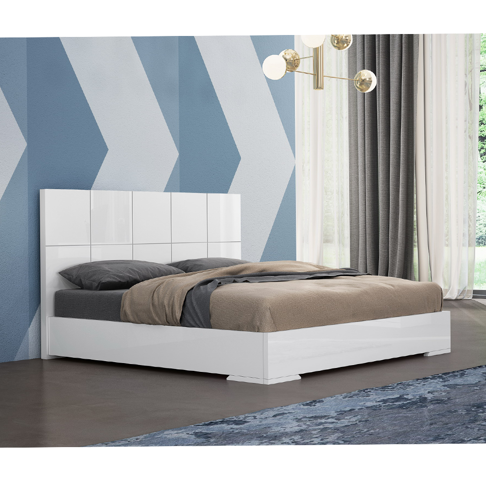 Anna King Bed in High Gloss White