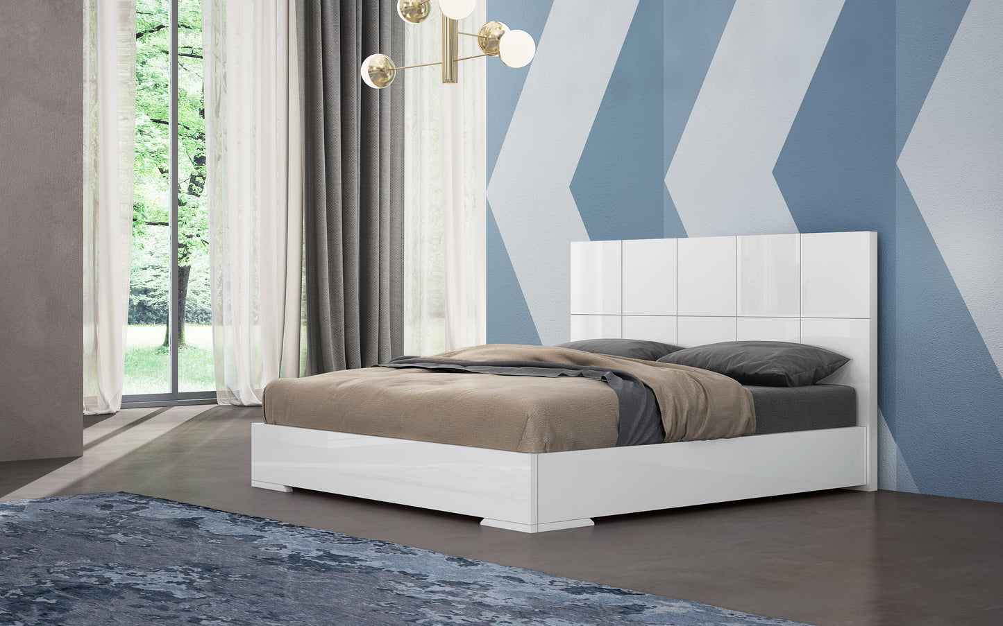 Anna King Bed in High Gloss White