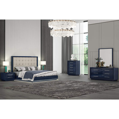 Alexander Nightstand in High Gloss Saphire Blue & Stainless Steel by Whiteline Modern Living