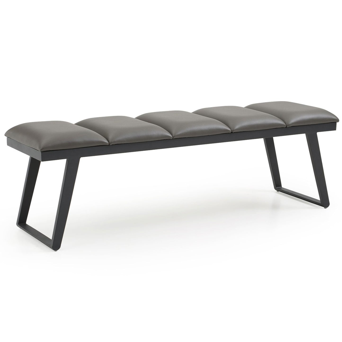 Ethan Bench in Channel Tufted Dark Grey Leatherette on Black Steel by Whiteline Modern Living