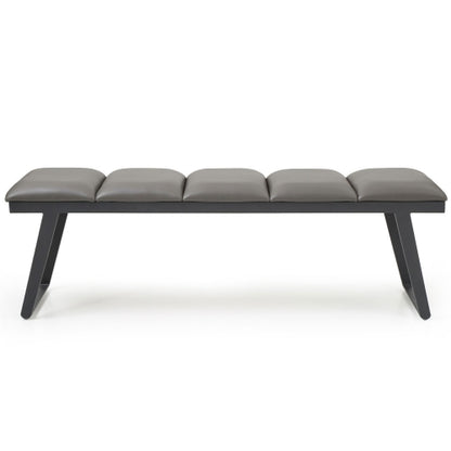 Ethan Bench in Channel Tufted Dark Grey Leatherette on Black Steel by Whiteline Modern Living