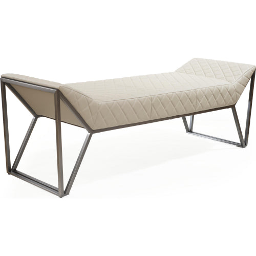 Mylo Bench in Light Grey Leatherette & Brushed Gun Black Steel by Whiteline Modern Living