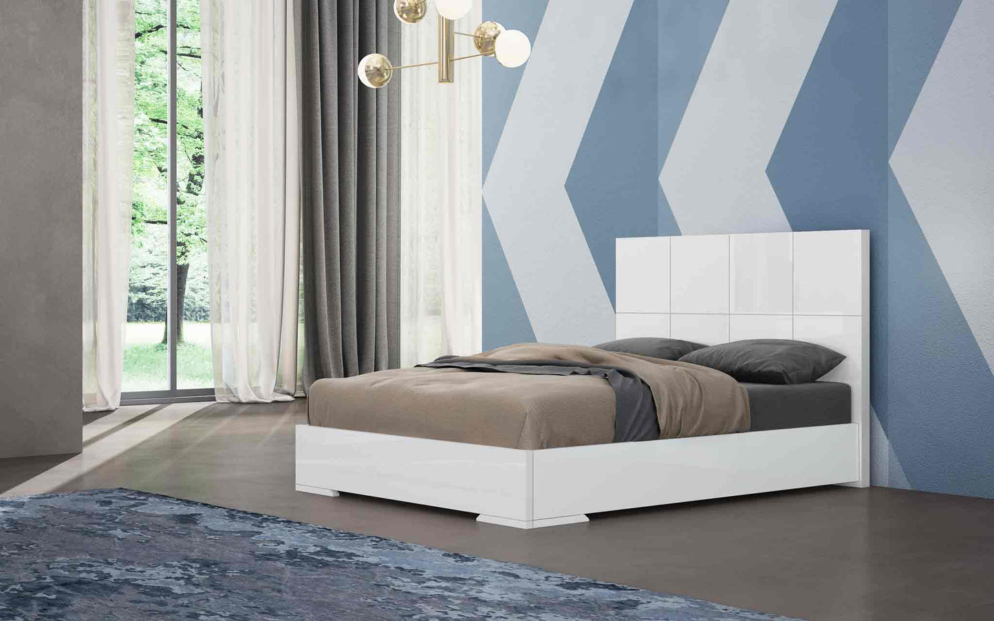 Anna Queen Bed in High Gloss White