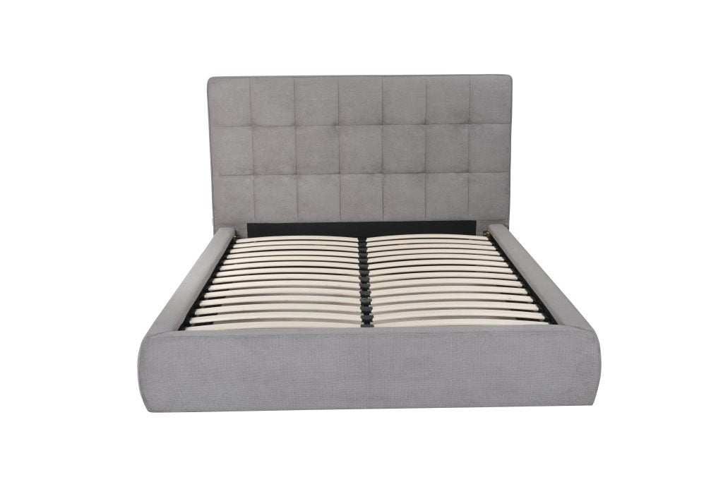 Dexter Queen Bed in Tufted Grey Fabric by Whiteline Modern Living