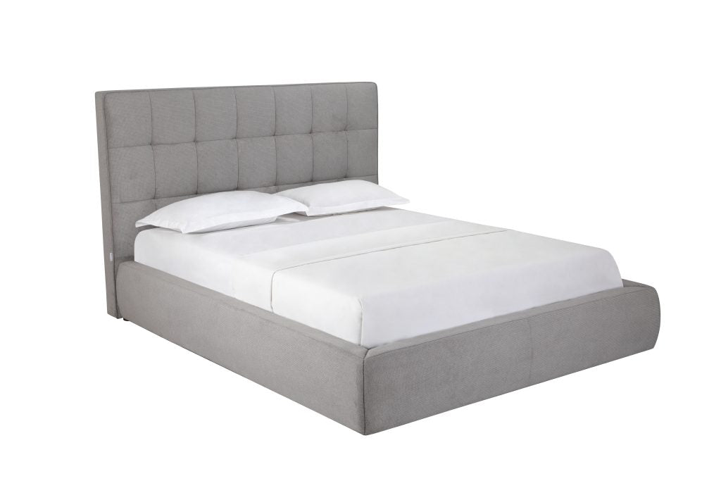 Dexter Queen Bed in Tufted Grey Fabric by Whiteline Modern Living