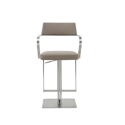 Elegant Zuri Barstool with Curved Stainless Steel Armrests