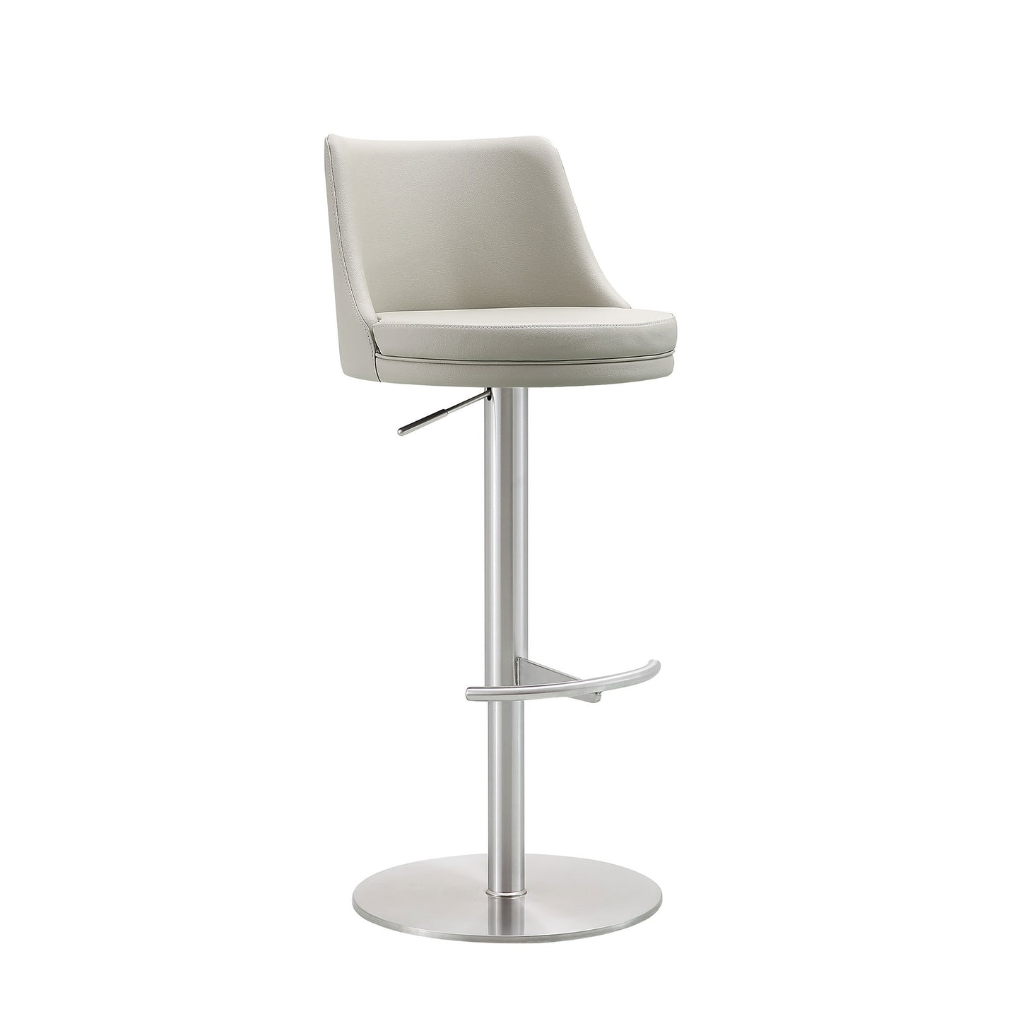 Carter Adjustable Swivel Bar Stool in Gray Leatherette & Brushed Stainless by Whiteline Modern Living