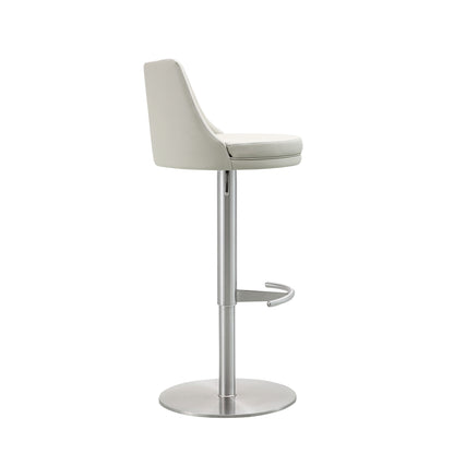 Carter Adjustable Swivel Bar Stool in Gray Leatherette & Brushed Stainless by Whiteline Modern Living