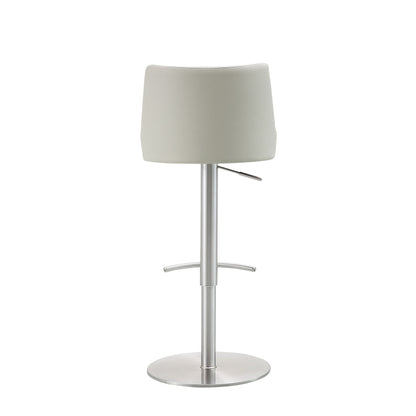 Carter Adjustable Swivel Bar Stool in Gray Leatherette & Brushed Stainless by Whiteline Modern Living