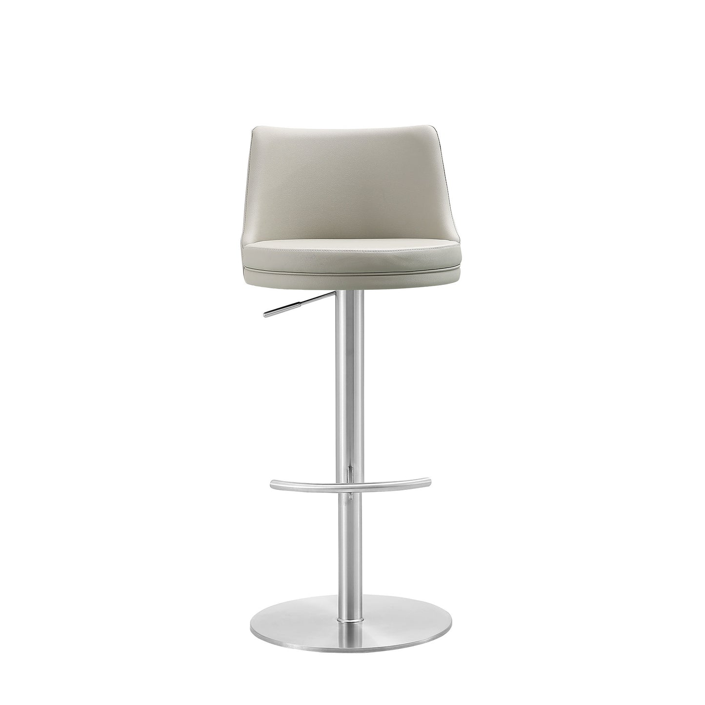 Carter Adjustable Swivel Bar Stool in Gray Leatherette & Brushed Stainless by Whiteline Modern Living