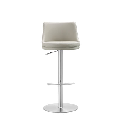 Carter Adjustable Swivel Bar Stool in Gray Leatherette & Brushed Stainless by Whiteline Modern Living