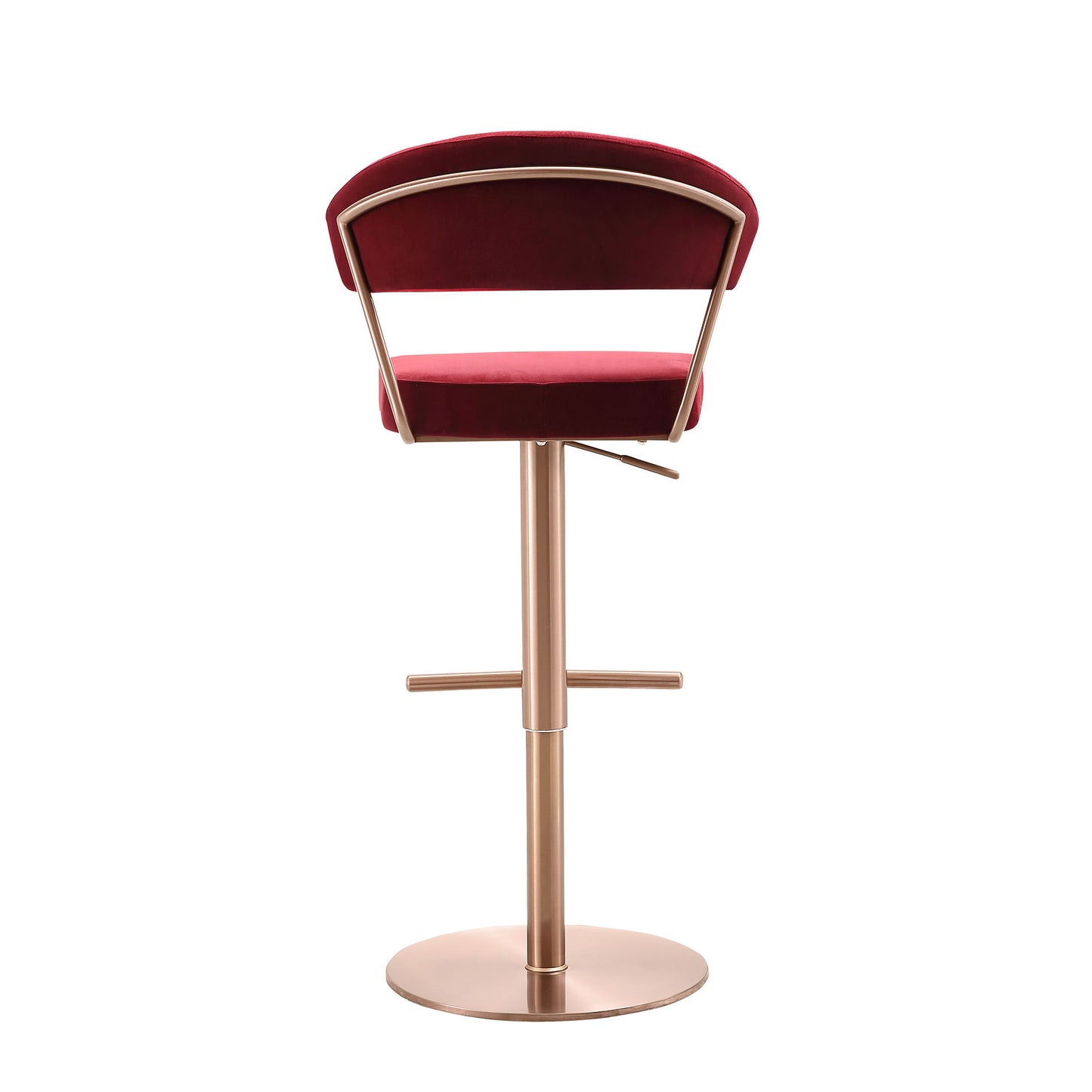 Nova Adjustable Bar Stool in Red Velvet & Rose Gold Stainless Steel by Whiteline Modern Living